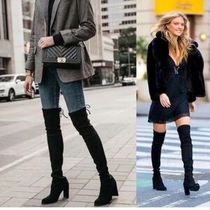 Stuart Weitzman Black Suede Over-the-Knee Boots, size 5, retail $550 pre loved 🥰